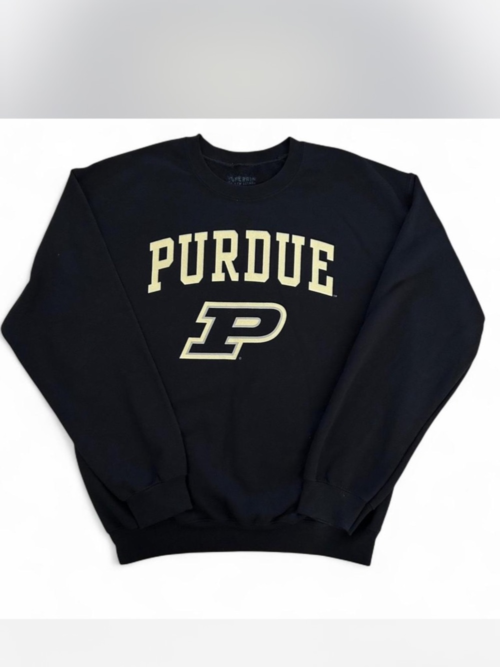 Purdue Boilermakers University Crewneck Sweatshirt - Black with Cream Logo
